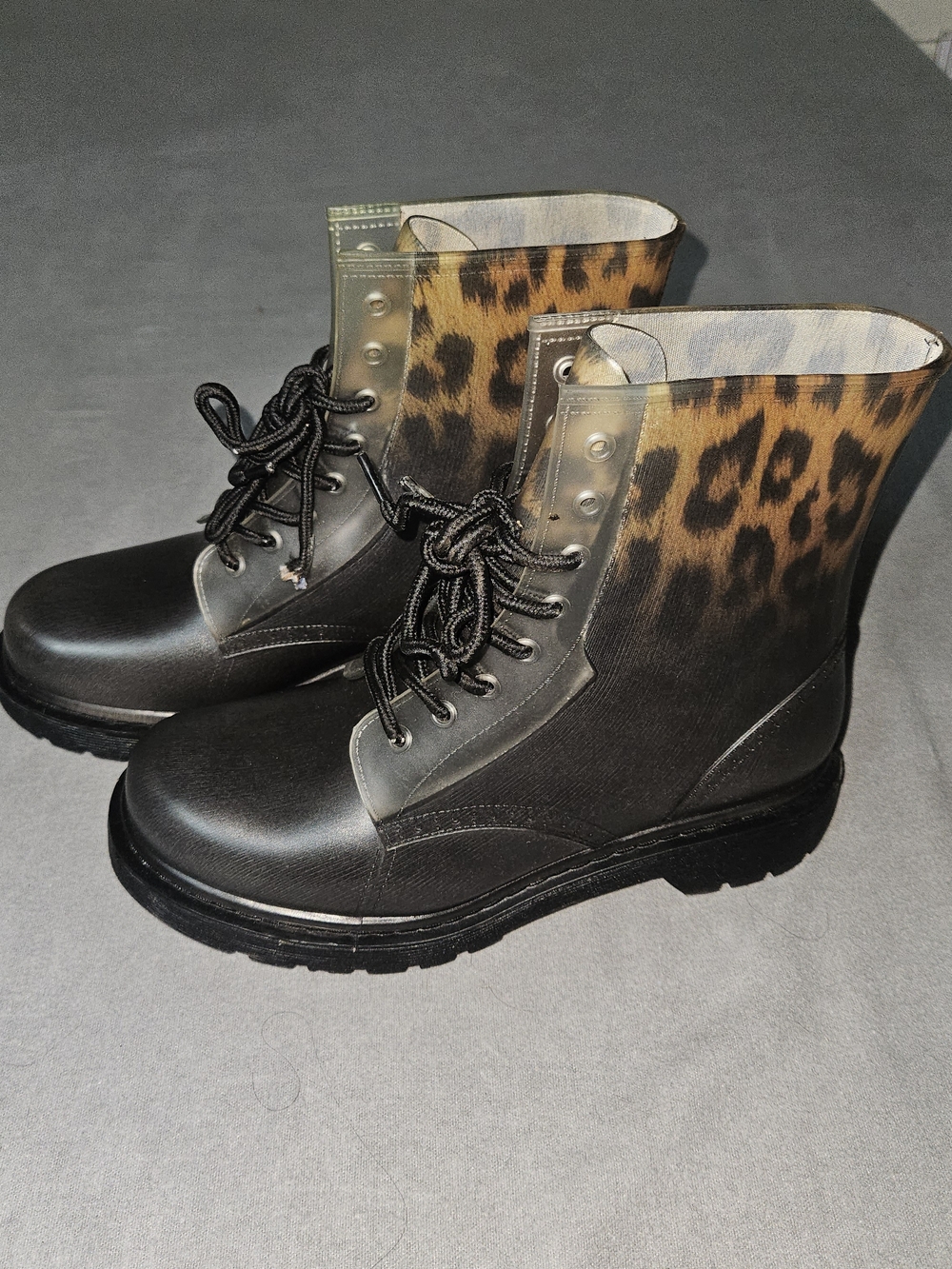 Mix No. 6 Boots Womens Rahima Leopard Gradient Lace Up Ankle Rain Boot Brown